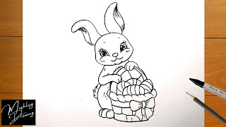 How to Draw an Easter Bunny With a Basket of Eggs