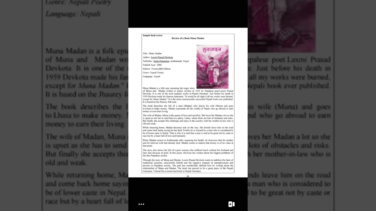 Muna madan most important question in class 12 