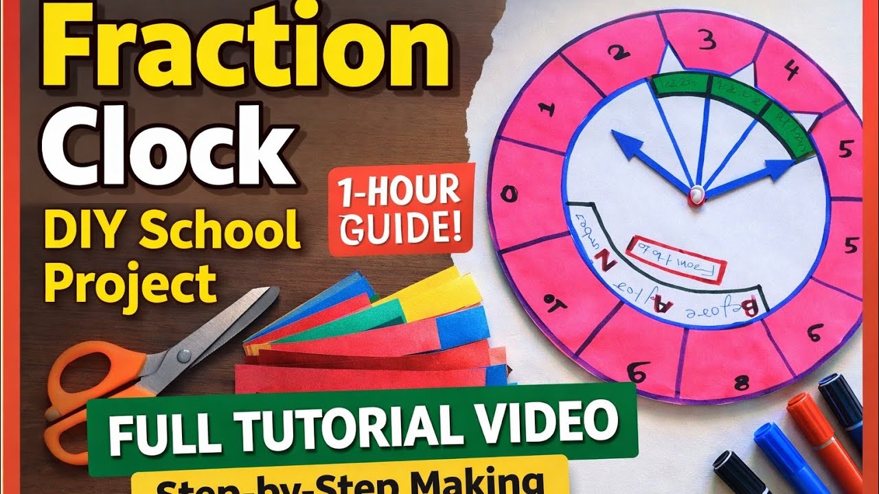 Maths का सबसे आसान Project 😍 | Fraction Clock कैसे बनाएं | Kids School ...