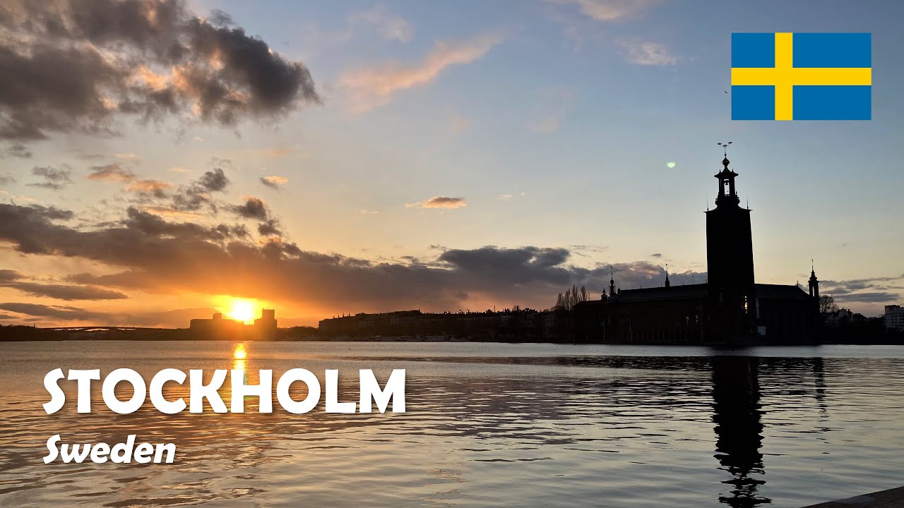 Stockholm, Sweden. Sunset walk at Riddarholmen. 4K