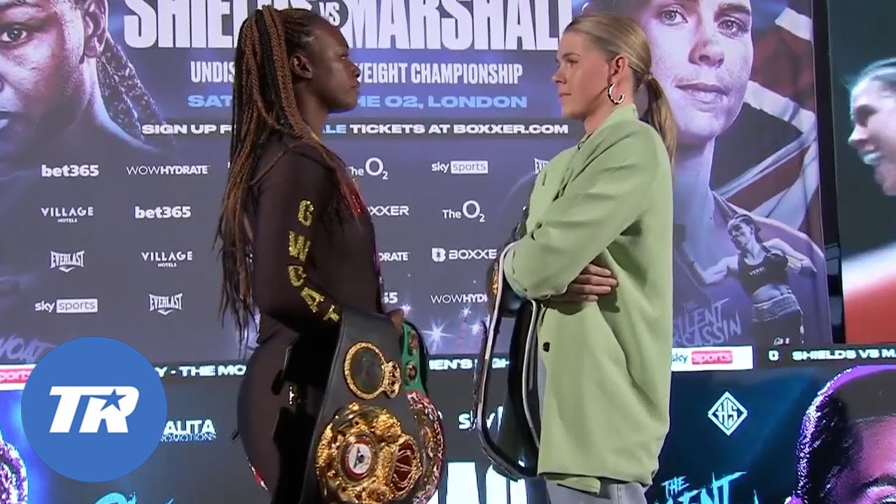 Claressa Shields and Savannah Marshall With the Most Intense Faceoff #ShieldsMarshall Sept 10 ESPN+