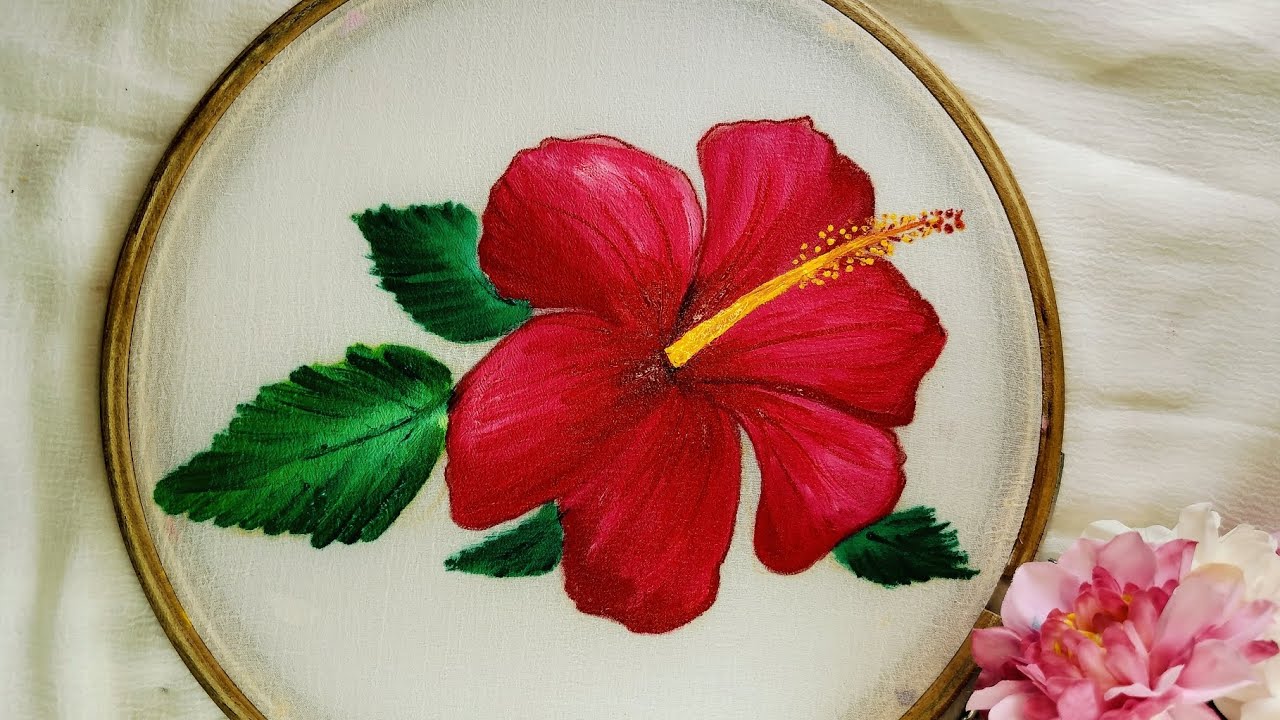 How to Paint Hibiscus Flowers on fabric ❣️🔥| fabric painting tutorial