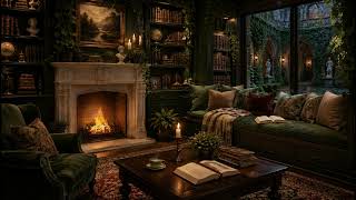 Cozy Old Library Fireplace Sounds 🔥📚 Relaxing Crackling Fire for Sleep, Reading & Study
