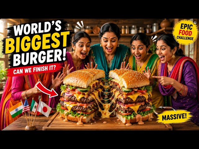 🍔 5 Sisters Build the World's Biggest Burger! 🤯 | Giant Burger