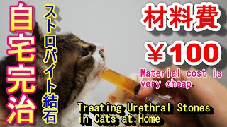 猫 尿路結石を（ストルバイト） 自宅で治す　Cure cat urethral stones at home cheaply.