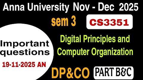 CS3351|Digital principles and computer organization|important questions|Nov Dec 2025|Anna university