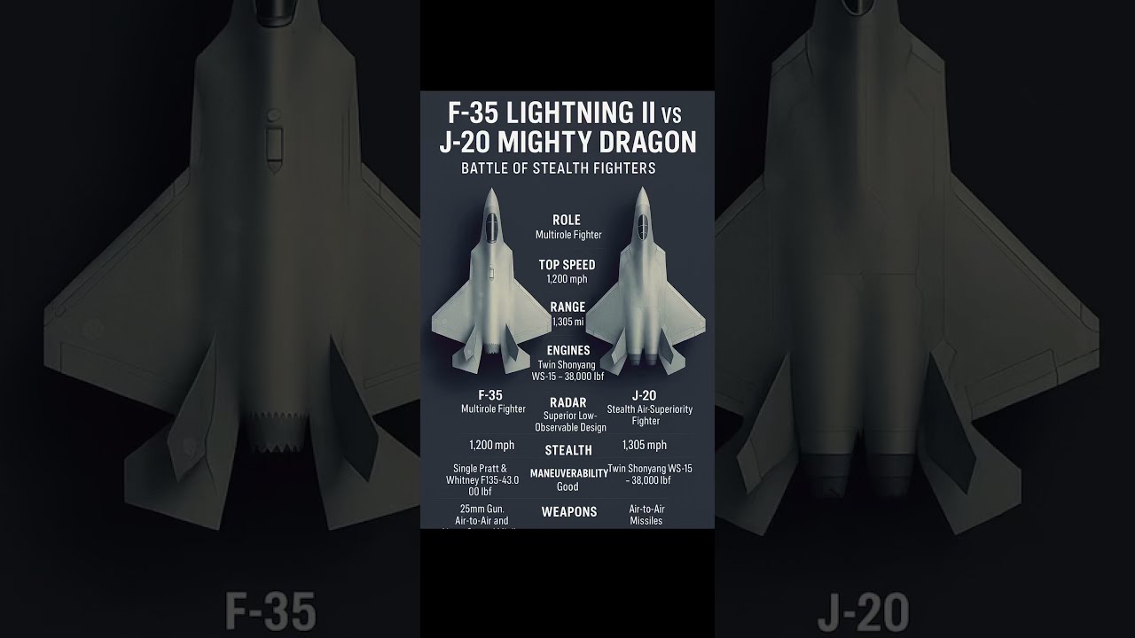 F 35 Lightning II Vs J 20 Mighty Dragon Stealth Fighter Jet Showdown F35 J20 FighterJets