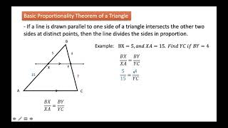 Basic Proportionality Theorem of a Triangle Profile