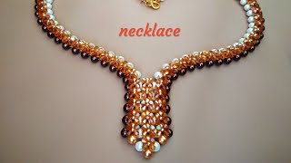Necklace. Колье из бусин и биконусов. Мастер-класс