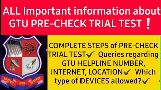 GTU PRECHECK TRAIL TEST Full Information  GTU EXAM News Today 2021 FINAL YEAR EXAM GTU online exam