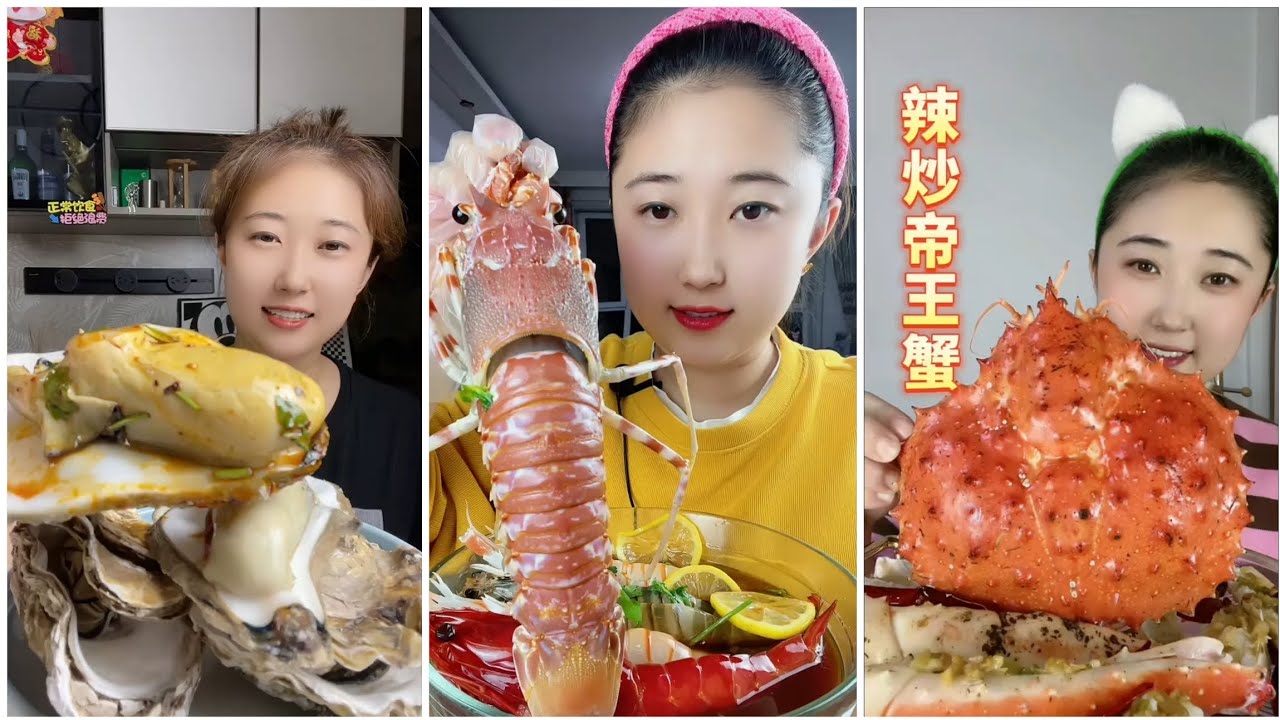 Seafood #73 challenge Eating Seafood, Shrim، Crap, Squid 😋😋{ Asmar} #oyster #salmon #shrim #lopster