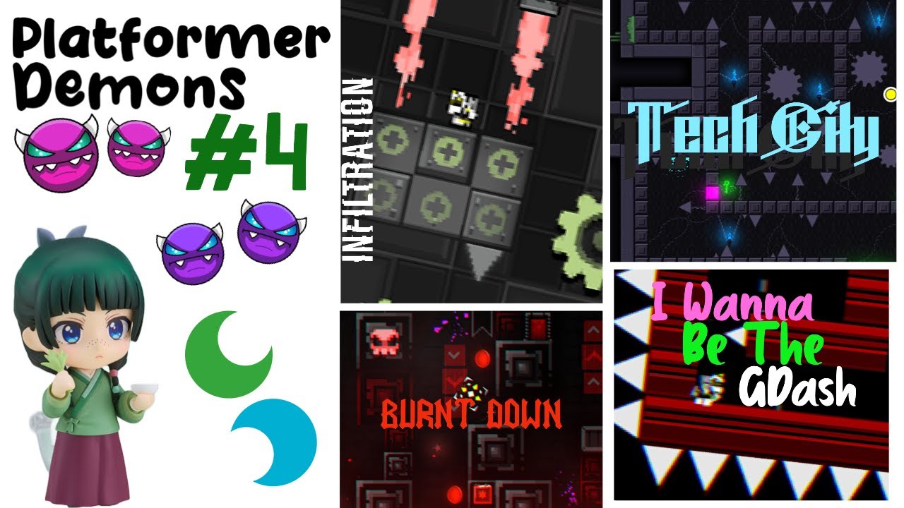 [4 P] Platformer Demons #4 (Easy & Medium Demons) // Geometry Dash ...