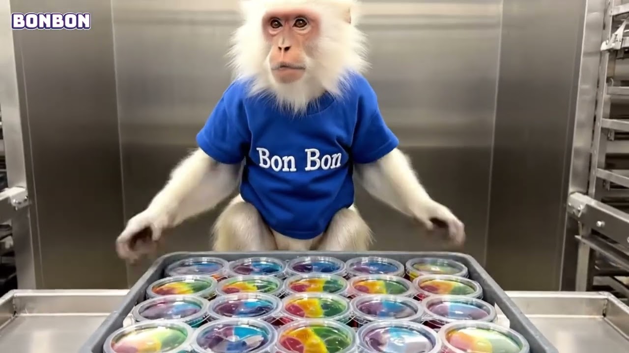 Bon Bon the Monkey Makes Rainbow Jelly Candies and Delivers Them to Big City Supermarkets