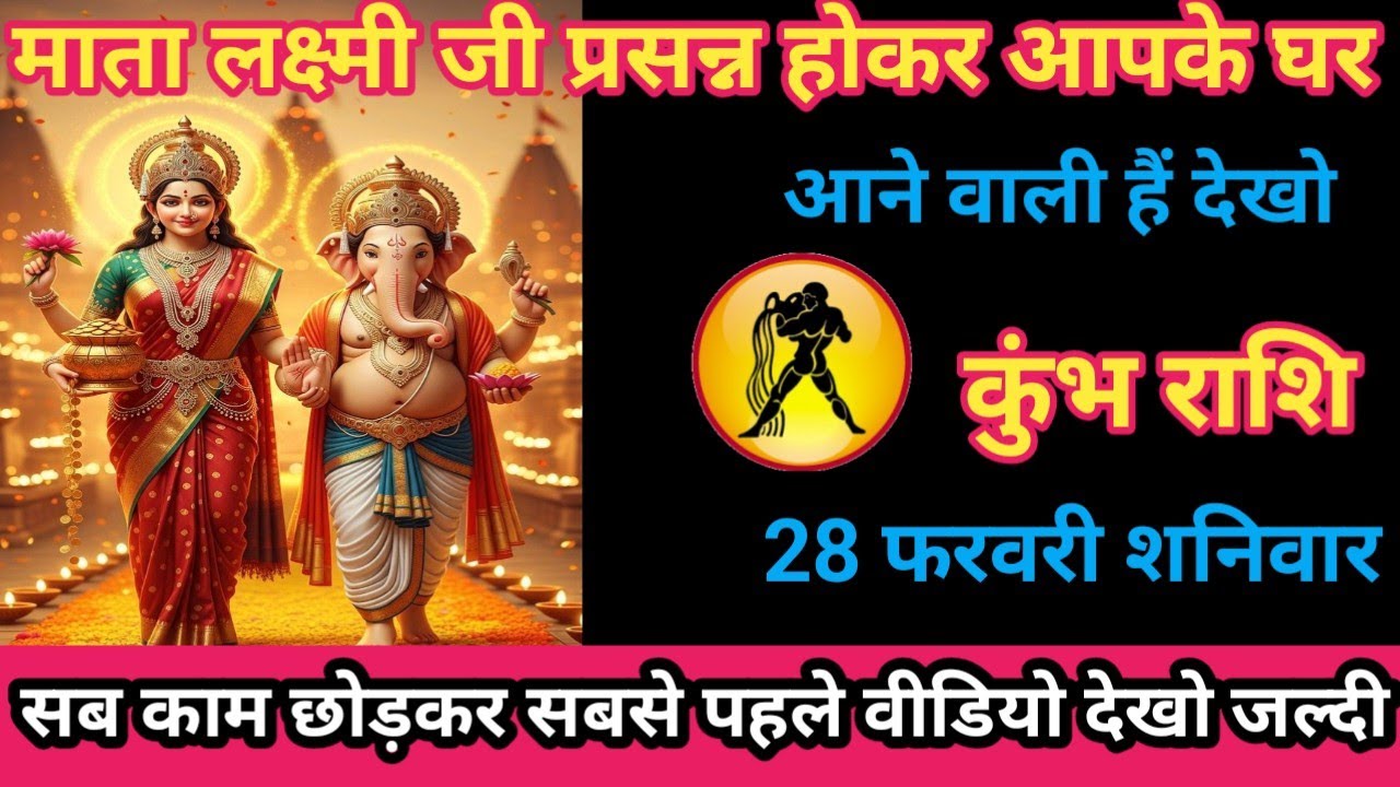 कुंभ राशि 28 फरवरी 2026 माता लक्ष्मी जी प्रसन्न होकर आपके घर आने वाली है/kumbh rashi