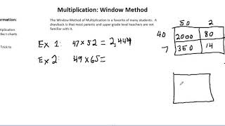 Multiplication: Window Method