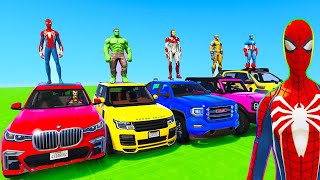 Spiderman Cars Racing Mega Ramp Challenge ! Superheroes Hulk Vs Goku Epic Stunt Fast Race - Gta 5