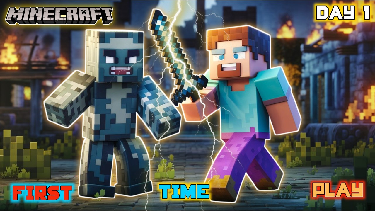 First Time Play Minecraft Day 1 | Minecraft Survival Gameplay - YouTube