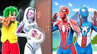 What If 5 SPIDER-MAN in 1 HOUSE ?? || Rescue Pregnant White Spider  Kidnapped By JOKER - Bunny Life