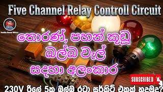 Five Channel Relay Controll Circuit|| 5 රිලේ 230v බල්බ රටා සර්කිට් එකක් හදමුද?#viral #programming