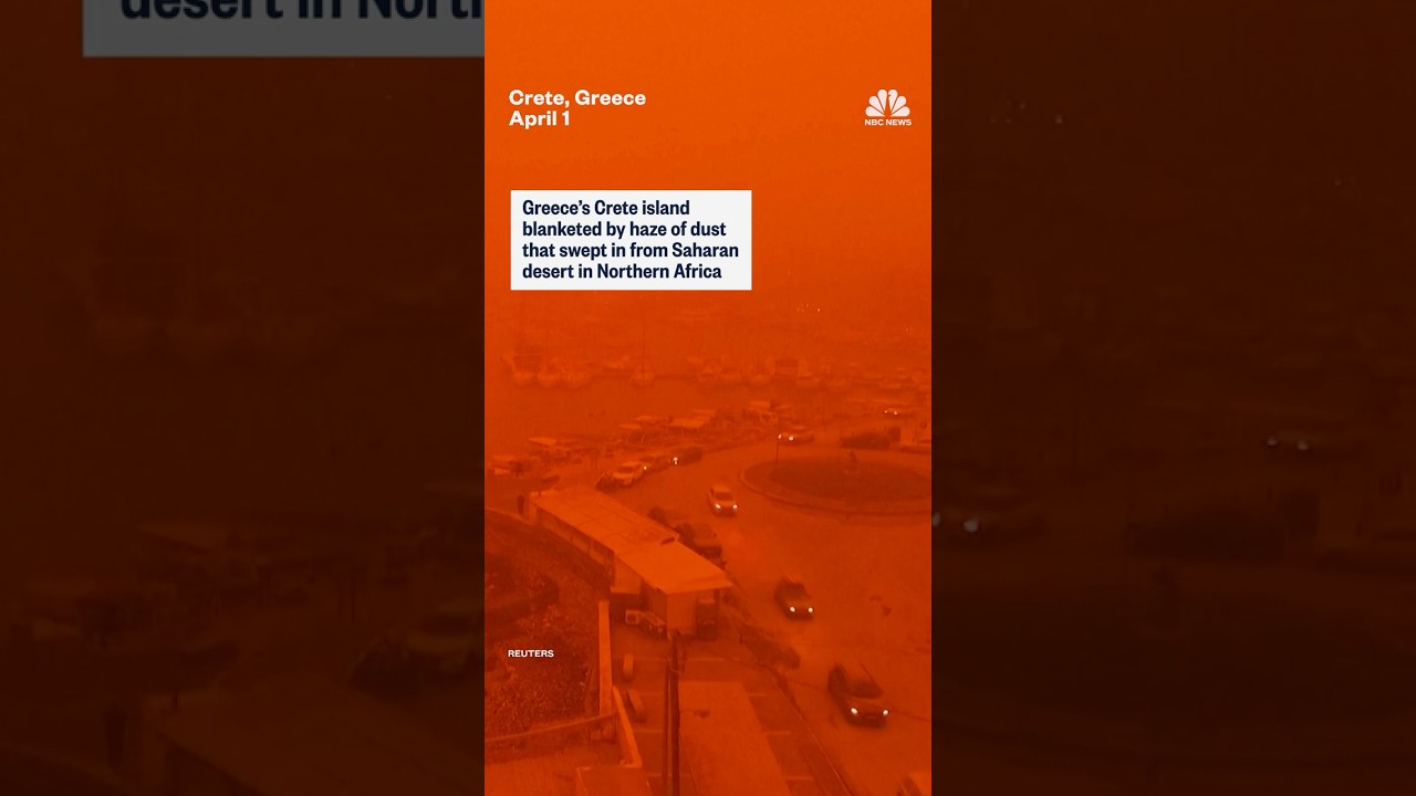 Greece’s Crete island blanketed by haze of dust that swept in from Saharan desert in Northern Africa