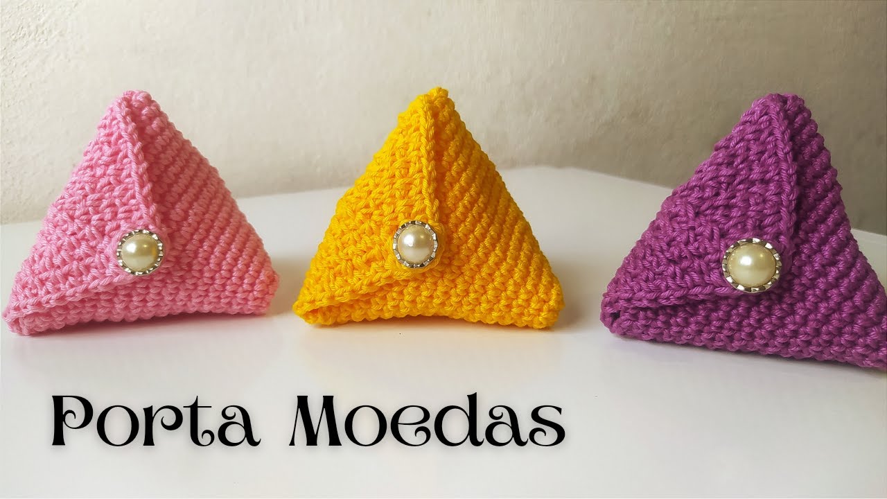 Porta moedas em crochê - Como fazer porta moedas em crochê de Pirâmide passo a passo