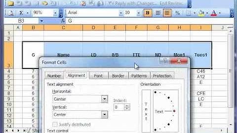 Formatting and alignment in Microsoft Excel 2003