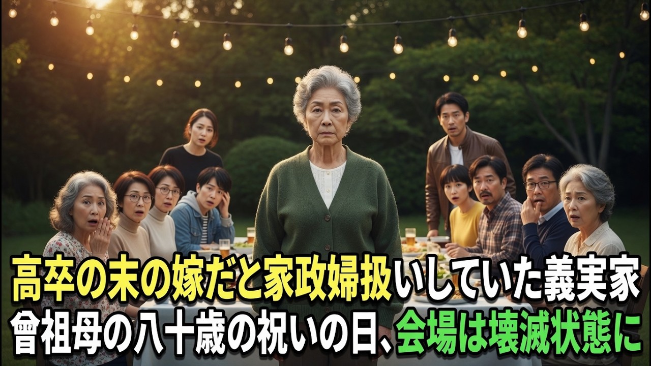 曾祖母がすべてを見抜いていた…高卒の嫁が10年の恨みを80歳の祝いの席で晴らした瞬間