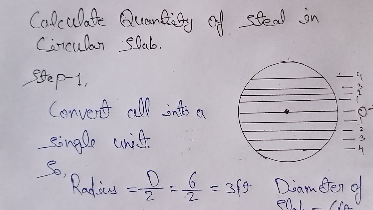 Calculation of Quantity of steel bars for circular slab steel