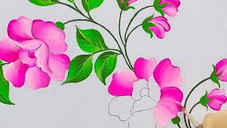 pink rose painting Lily artist fabric Works class 15 Fabric painting for beginners