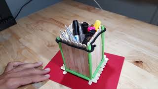 homemade pen stand I Popstick crafts project I DIY