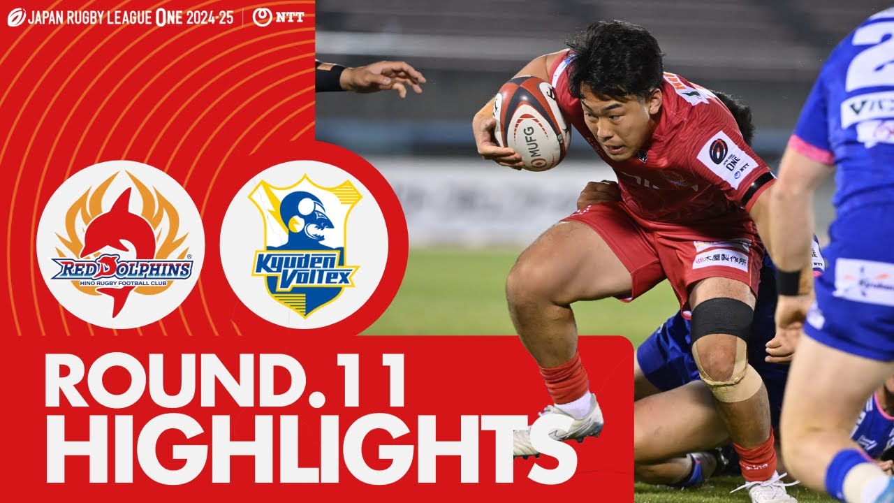 【HIGHLIGHTS】NTTジャパンラグビー リーグワン2024−25 ディビジョン2 第11節 日野レッドドルフィンズ vs 九州電力キューデンヴォルテクス