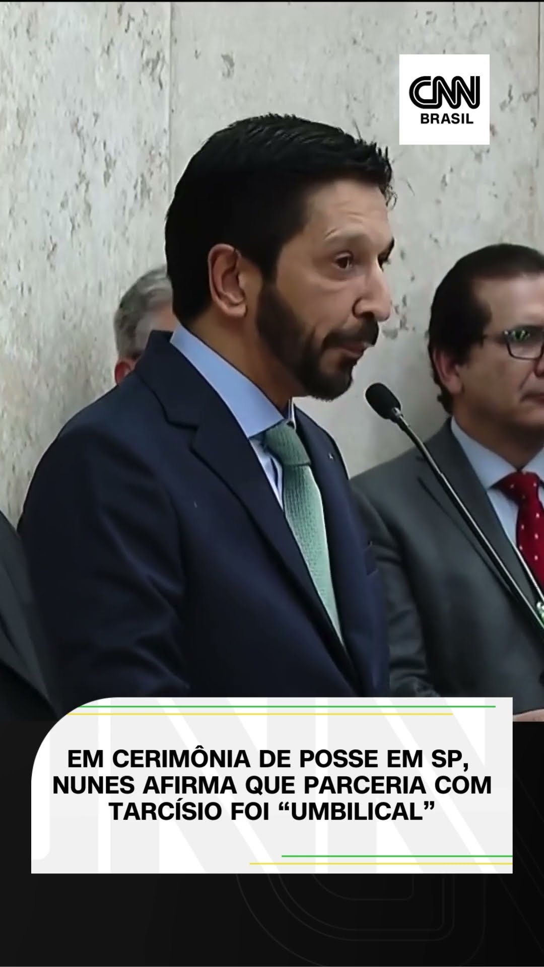 Nunes agradece Tarcísio em discurso de posse e fala em “parceria umbilical” | CNN Brasil #Shorts