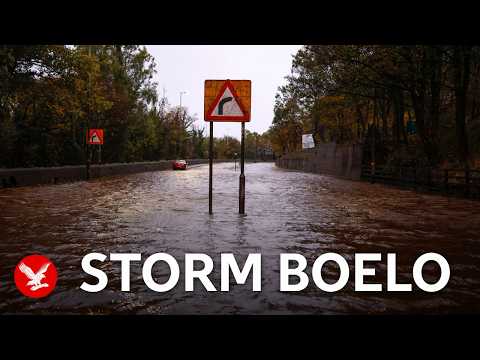 Storm Boelo leaves Scottish high street under floodwater