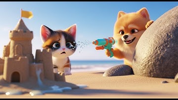 cuộc thi lâu đài cát mèo con sợ nước bị chơi xấu và màn lội ngược dòng ngoạn mục