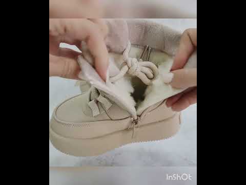 Зимняя детская обувь, дутики, ботиночки на девочку, сапоги на девочек, на овчине, на лепучке. Размер: 28-29, видео 1