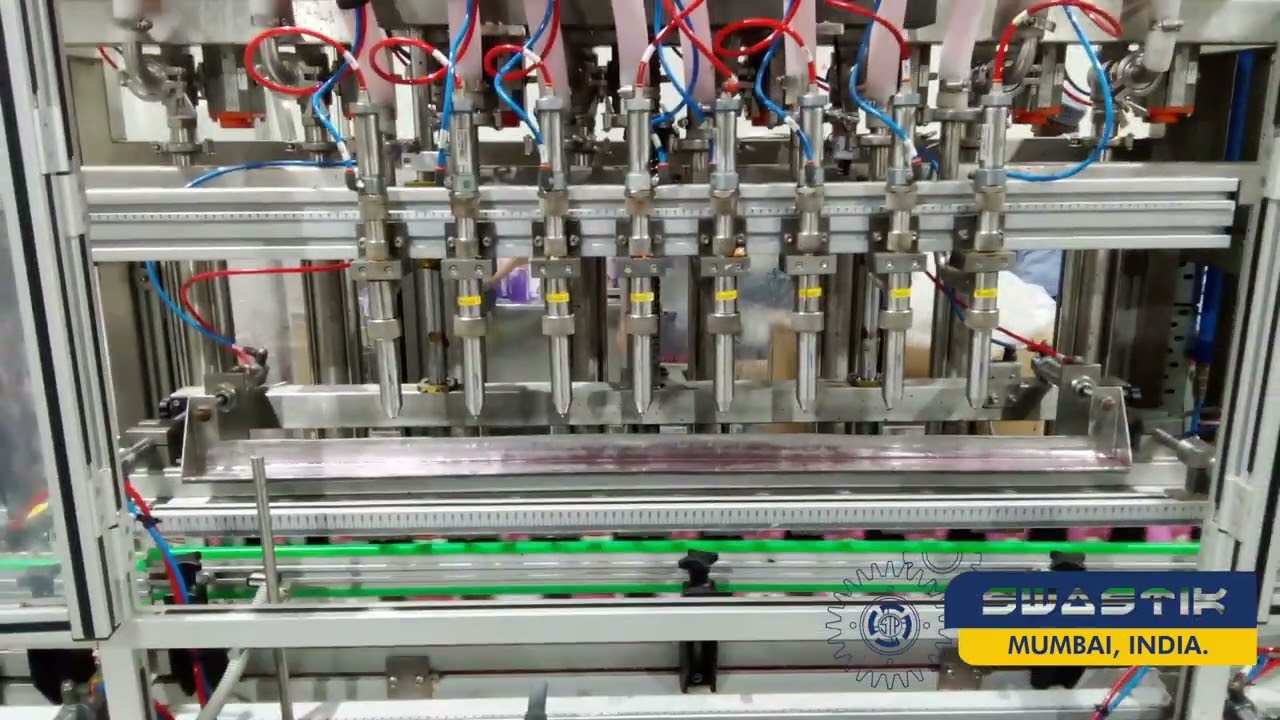 Swastik's Auto 8 Head Servo Syringe Hand Wash Liquid Filling Machine