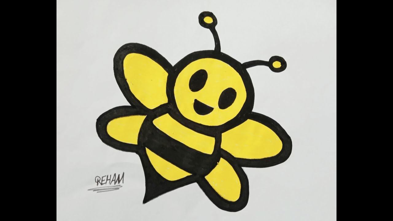 تعليم الرسم للاطفال : تعليم رسم نحلة بسهولة : How to draw a bee easily ...