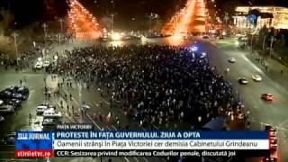 O transmisiune în direct din Piața Victoriei în a opta zi de proteste.