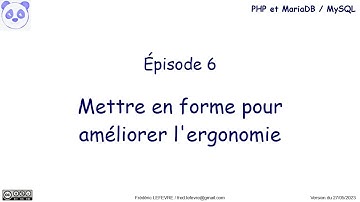 PHP et MariaDB - Épisode 6 - Mettre en forme pour améliorer l