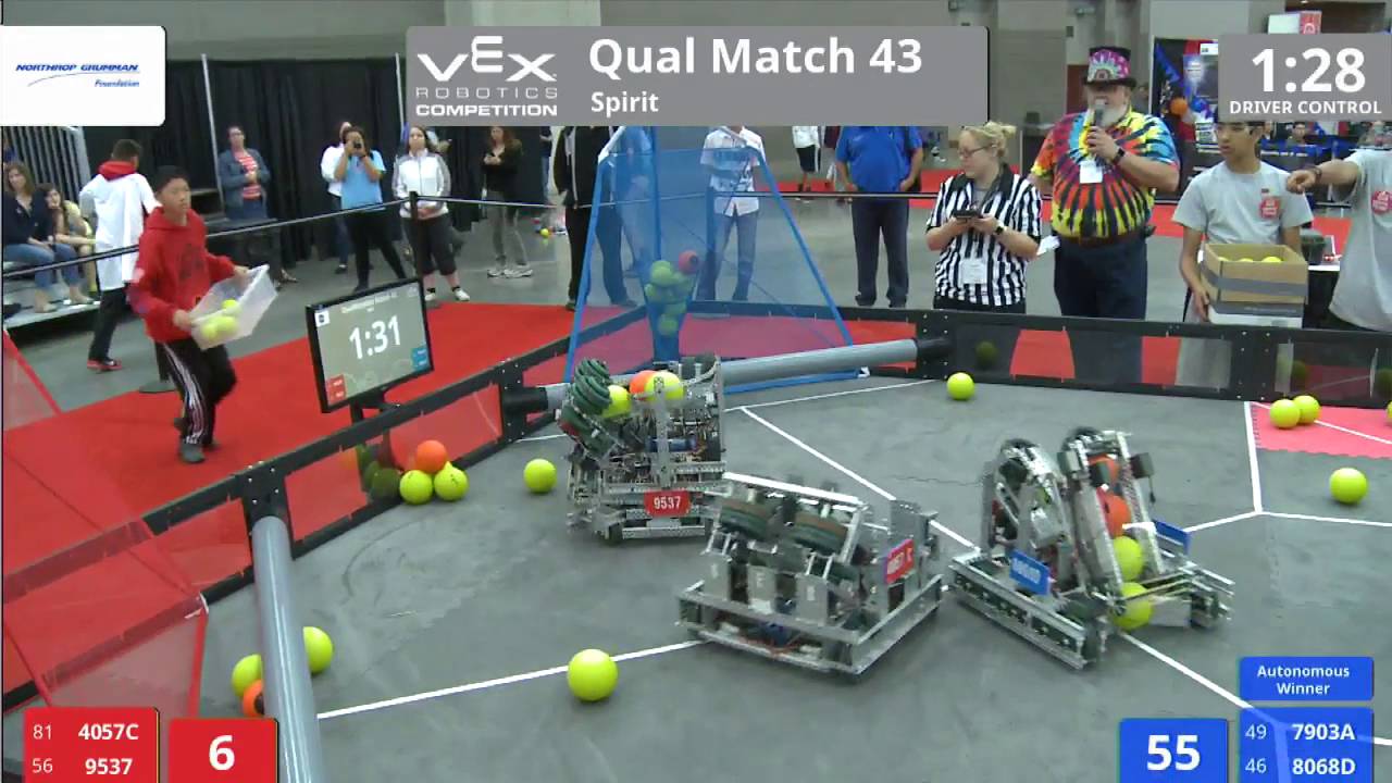 VEX Worlds 2016 - VRC Middle School - Spirit - Qual 43 (4057C 9537) 149 vs 175 (7903A 8068D)