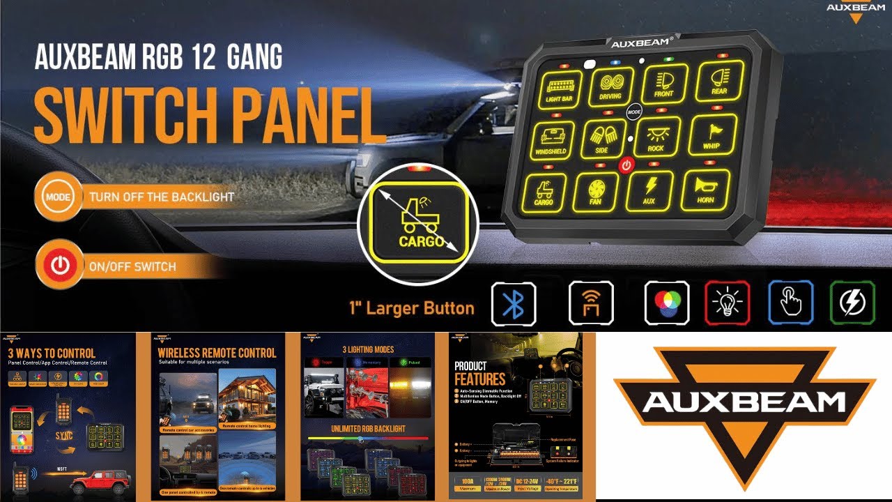 Panneau De Commutation AUXBEAM 12 Boutons RGB Avec Télécommande - Pour Véhicules, Bateaux, UTV (Can Am Maverick X3)