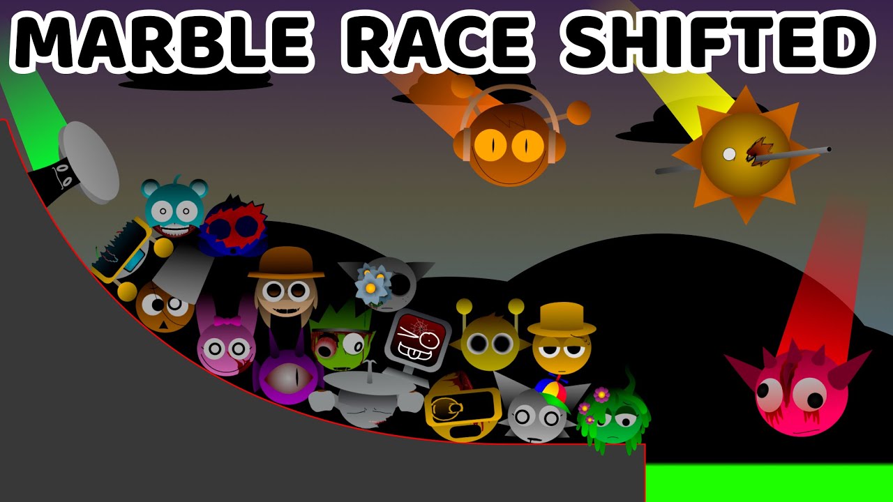 Incredibox Sprunki Shifted Marble Race In Algodoo (New Mod) — Who Will Win?