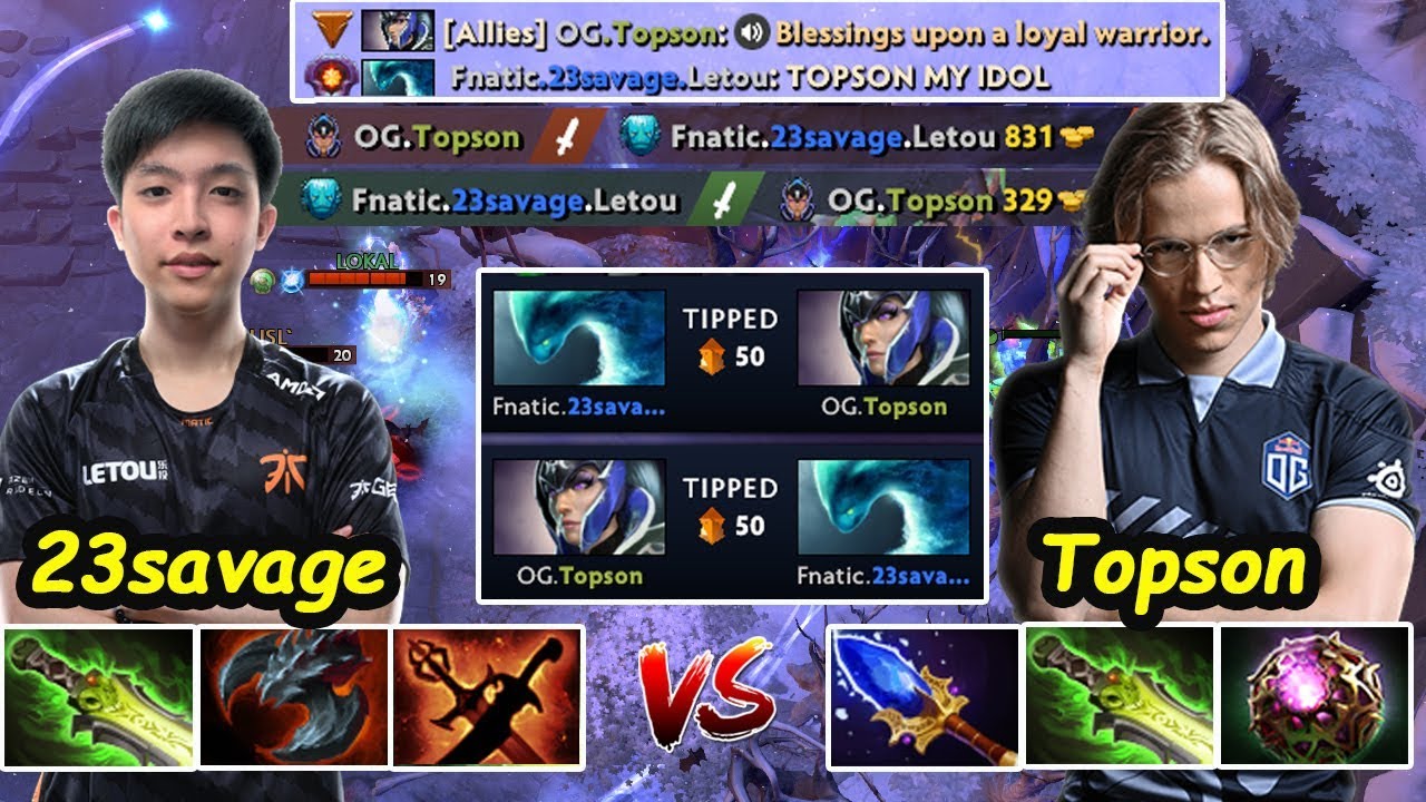 Fnatic 23savage [Morphling] Signature Hero vs OG.Topson [Luna] TI Winner Dota 2 7.23e pro Gameplay