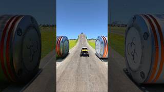 Colourful City Car vs Hydraulic Crush in the game BeamNG.drive