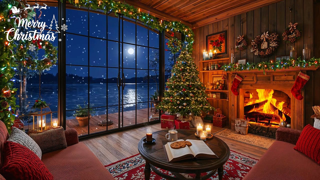 Winter Cabin Ambience ❄️ Cozy Instrumental Music for Deep Sleep with Crackling Fireplace