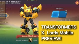 NEW Lords Mobile Transformers Event! Bumblebee Skin, Emotes & Battlefield Preview