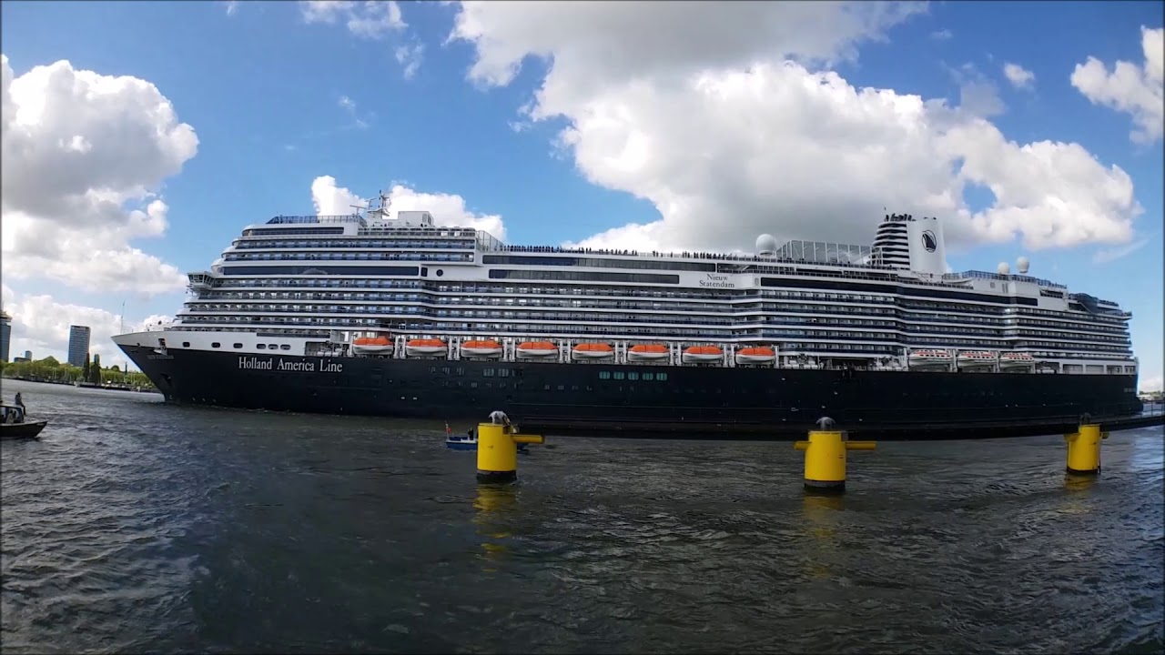 Cruise ship departs from Amsterdam - YouTube