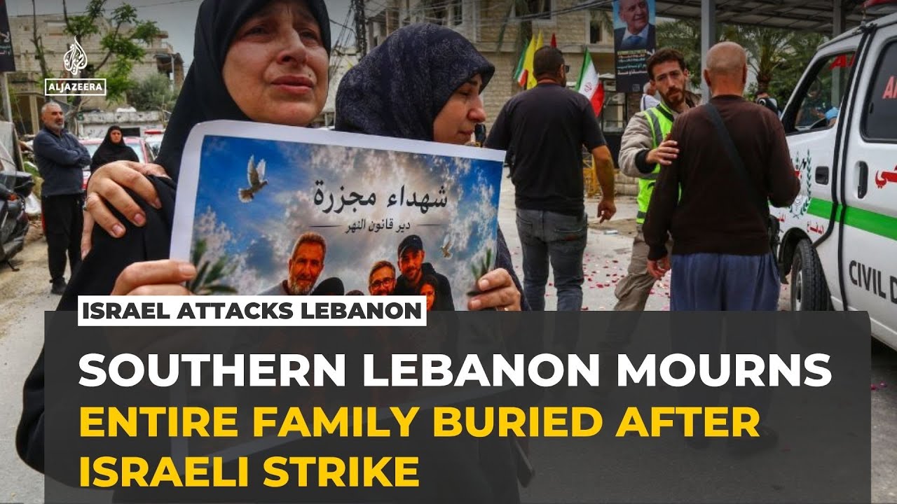 حزن وغضب في جنازة عائلة قُتلت في غارة إسرائيلية في جنوب لبنان