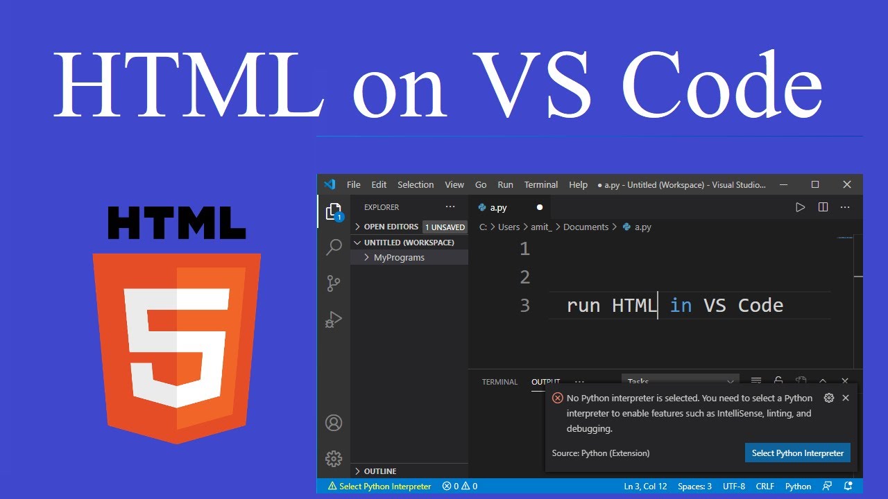 How to run HTML file on Visual Studio Code (2020) - YouTube