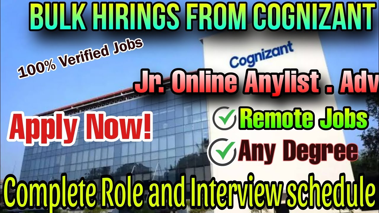 🖥️ Cognizant Hiring Freshers | Jr. Online Analyst - Adv | Any Graduate ...